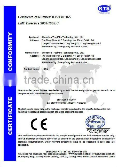 Trustfire portable 26650 battery 5000mah rechargeable 3.7v protected li-ion battery for electric products
