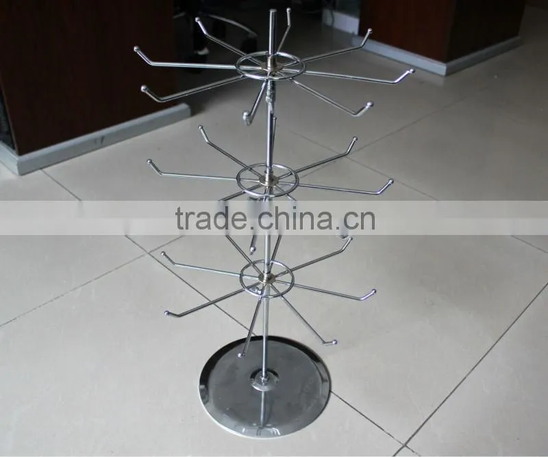 Chrome plating rotating 3 tier jewelry display - Windmill Rack