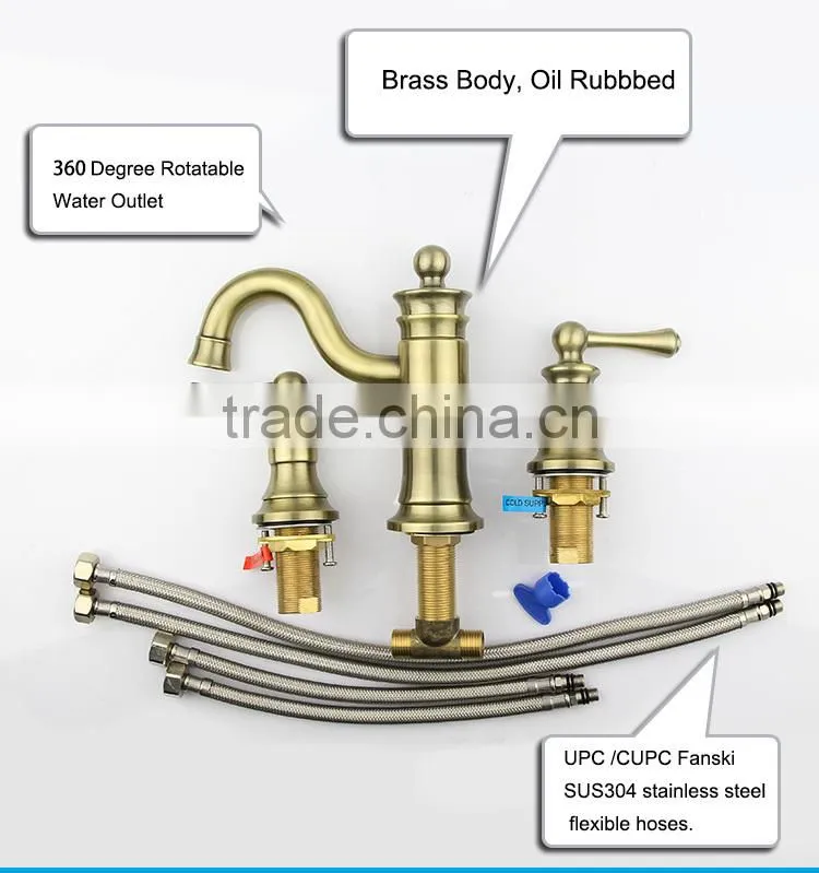 Three Way Antique Copper Basin Faucet