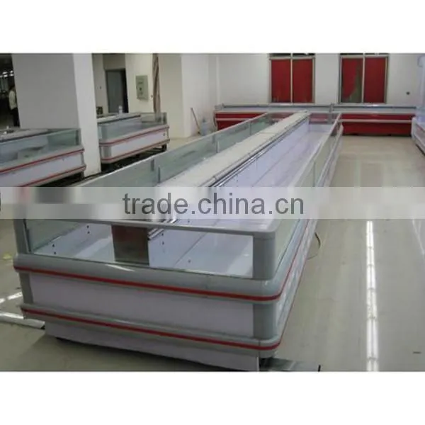 Double side commercial supermarket meat and fish display freezer