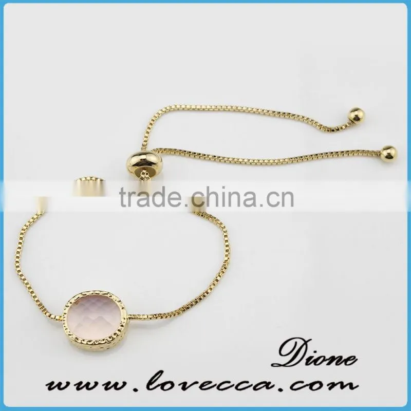 Framed Glass Gold Bracelet Framed Glass Stone Chain Adjustable size Bracelet