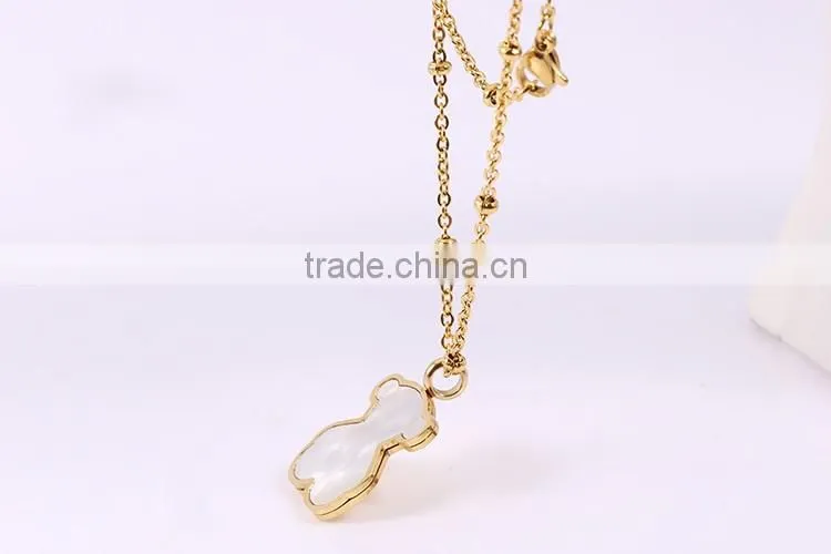 China top wholesale fashionable teddy bear shell gold long chain necklace