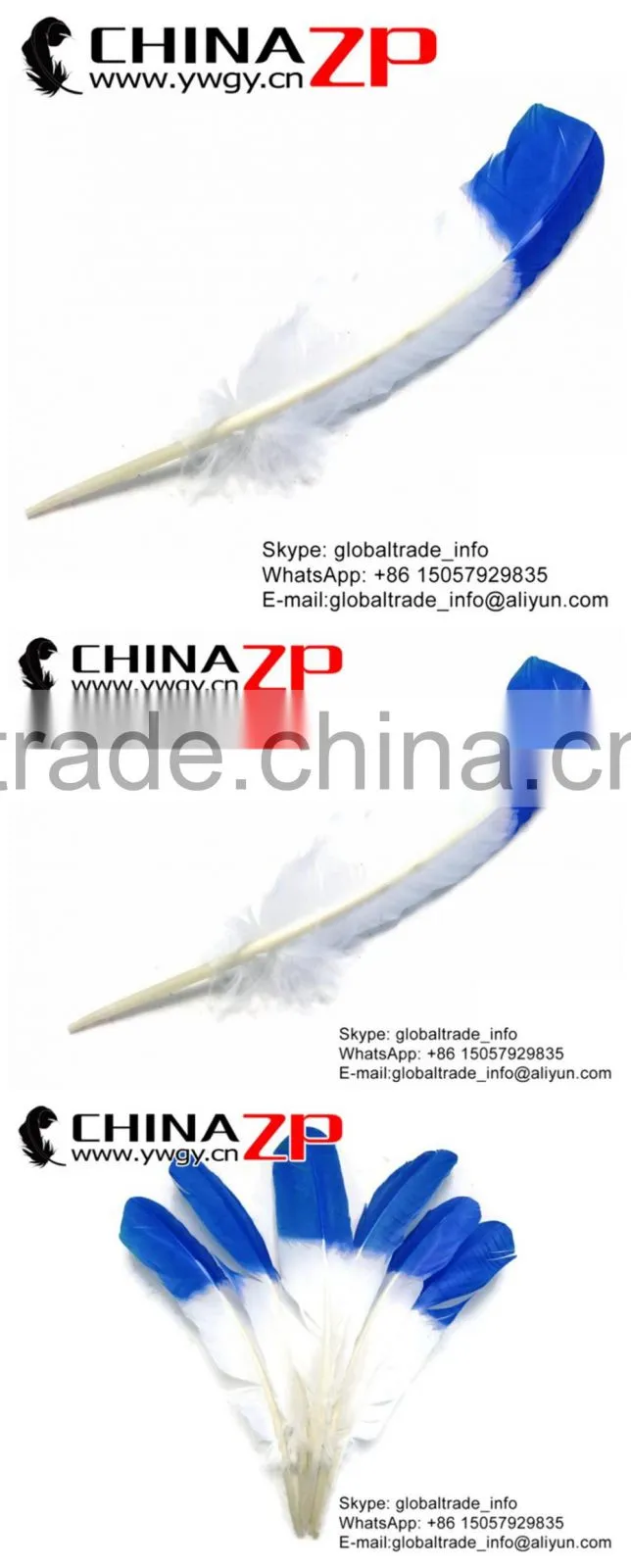 ZPDECOR Wholesale Plume Wonderful Quality Dyed Bulk Blue Half Dipped Bicolourable Turkey Feathers for Sale