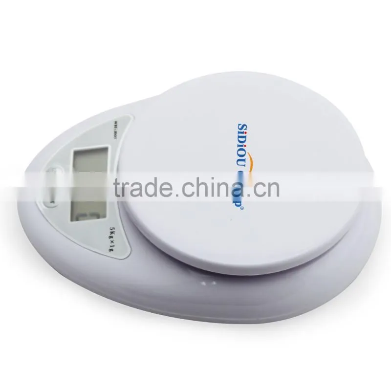 Sidiou Group White 10lb X 0.04oz Mini Digital Electronic Kitchen Scale Diet Food Compact Kitchen Scale 5kg X 1