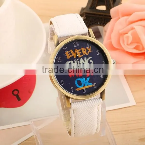 New Arrivals Mixed Color Everything Will Be Ok Watch Leather