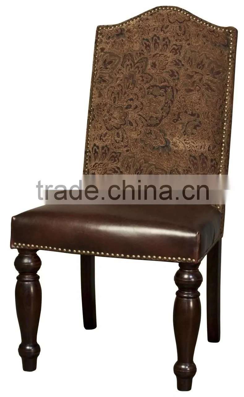 Luxury vintage furniture solid wood chair cover by pu leather fabric