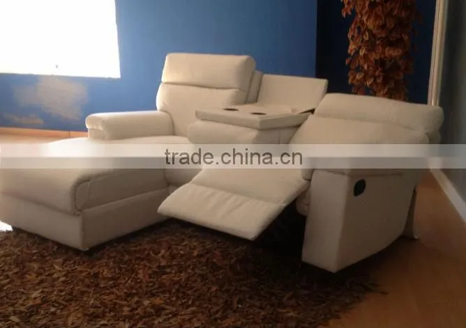 fabric or leather white recliner sectional sofa