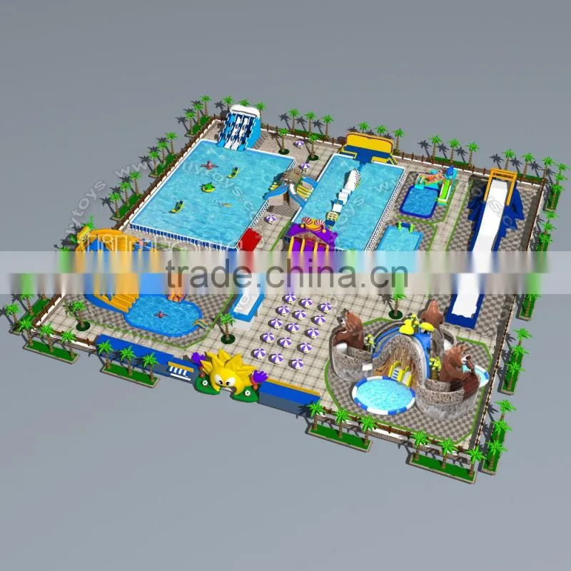 Newest Giant inflatable frame pool amusement park for sale, Outdoor Giant Inflatable Moving Water Park