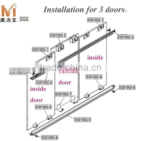 Furniture Wardrobe Outer Hanging Sliding Door roller Sliding Door Fittings for Wardrobe Sliding Door