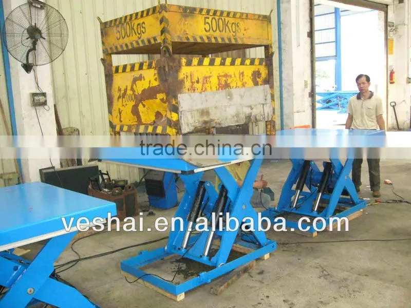 Veshai blue hydarulic lift table for warehouse and factory