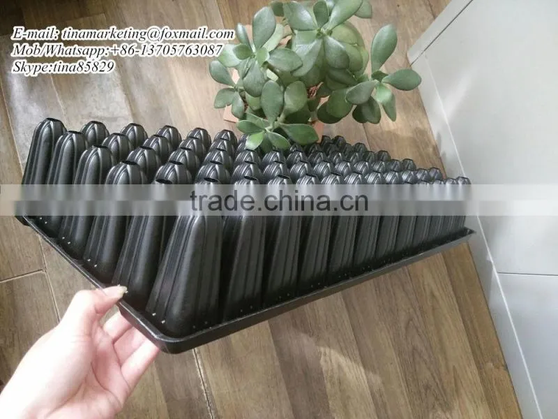 90mm Deep 72 Cells Black PS Plastic Plug Forest Nursery Seedling Planting Tray Multiple use