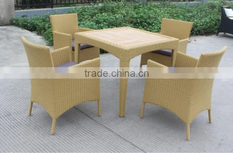 4 seat rattan outdoor dining set with teakwood (807+8004AC)