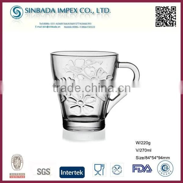 SGS Level KTZB21-3, wholesale price exquisite clear glass coffee cup