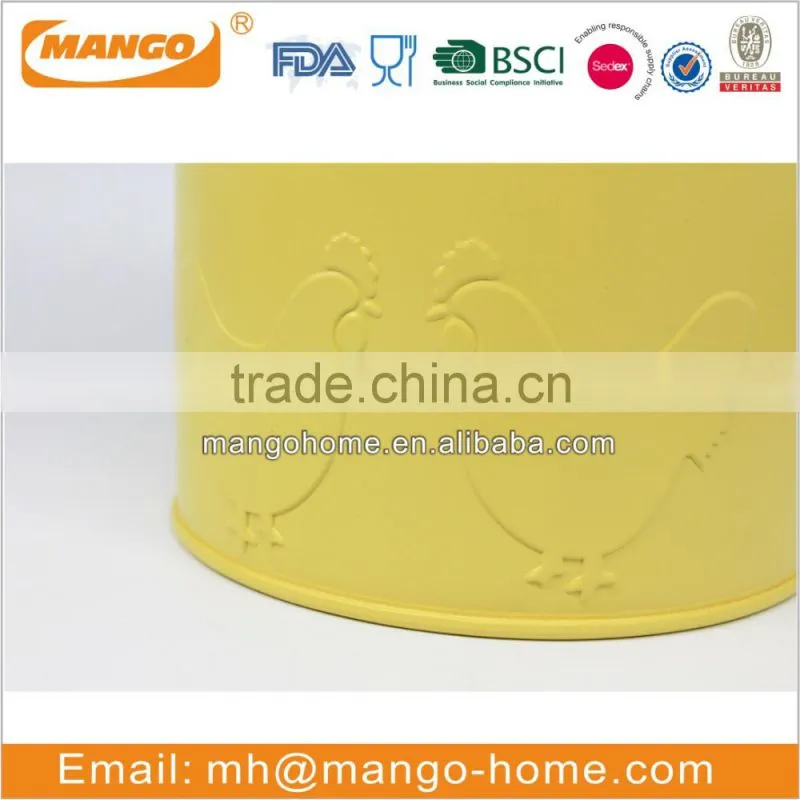 China supplies cheap yellow and white bulk tea metal cainster with lid