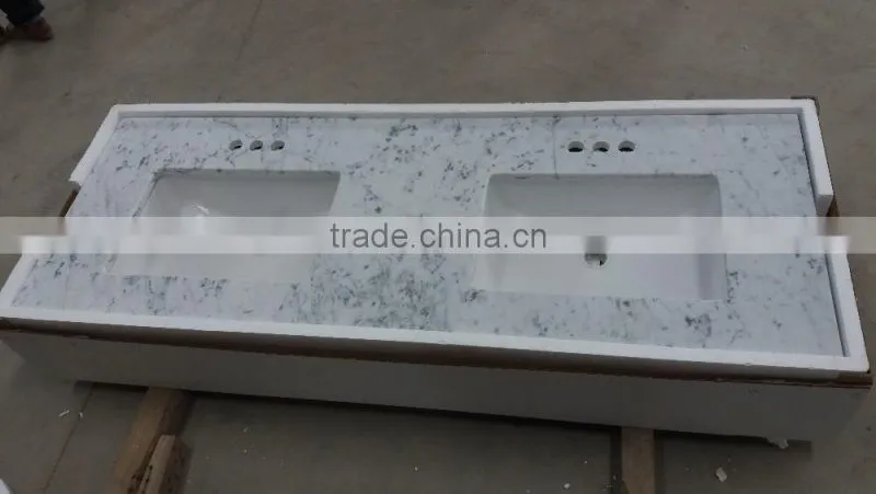 Double Square Sink Carrara White Bathroom Vanity