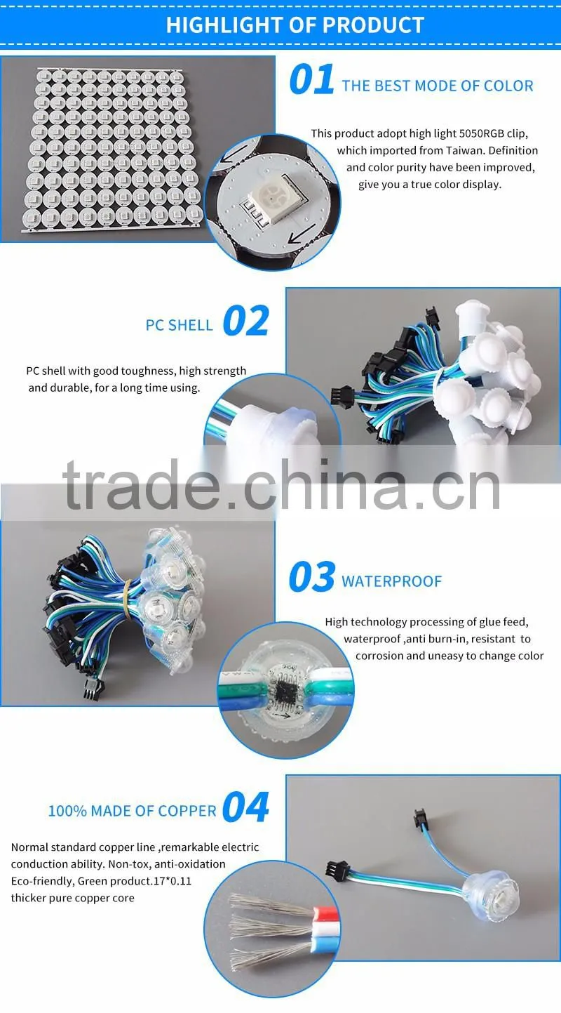 DC 12V led point light sources full color with 20mm diameter Full color 5050 RGB point light source