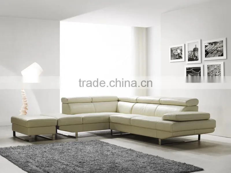 JR8040 elegant chic contemporary coffee color cow leather L shape living room luxury sofa set home furniture new
