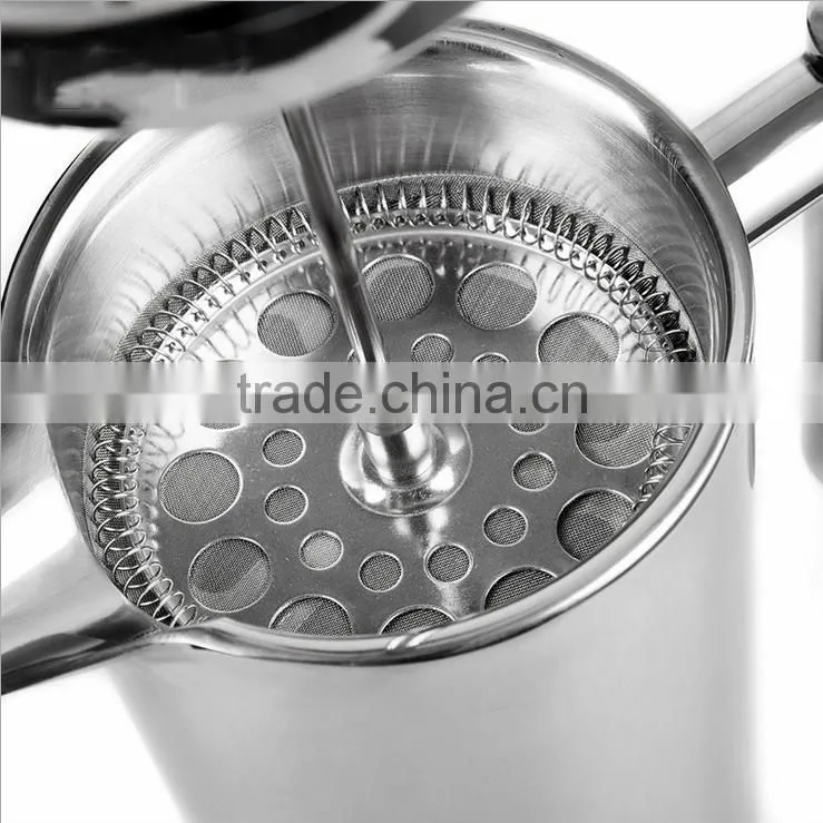 Stainless steel French press coffee&tea plunger top quality Espresso and Tea Maker Includes 6 Filters