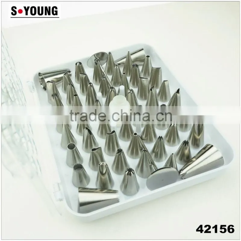42156 52 Pcs 304 Stainless Steel Cake Master Decorating Tip Set, with Hinged Storage Box