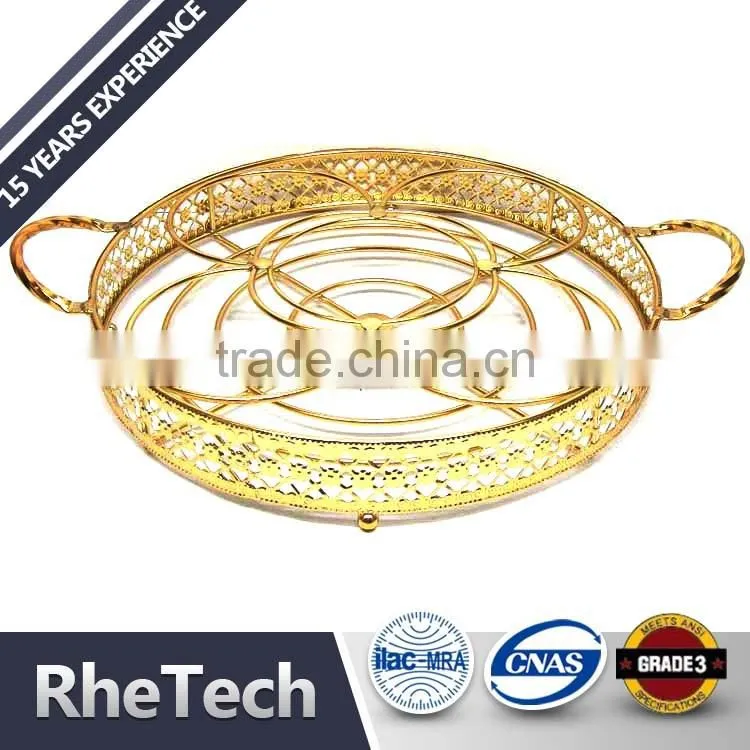 Decorative Brass Antique Fruit Bowl Storage Holder Rack with Glass Bowel