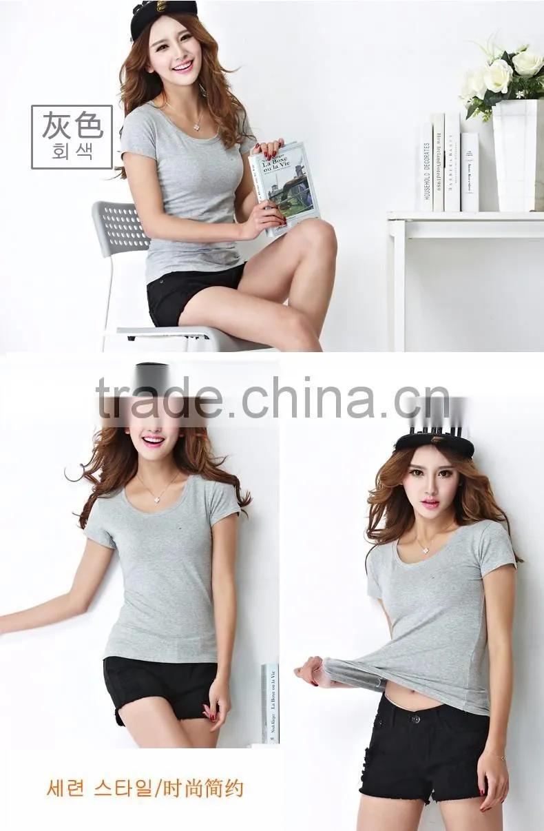 Customized manufactorying plain ladies short-sleeve T shirt