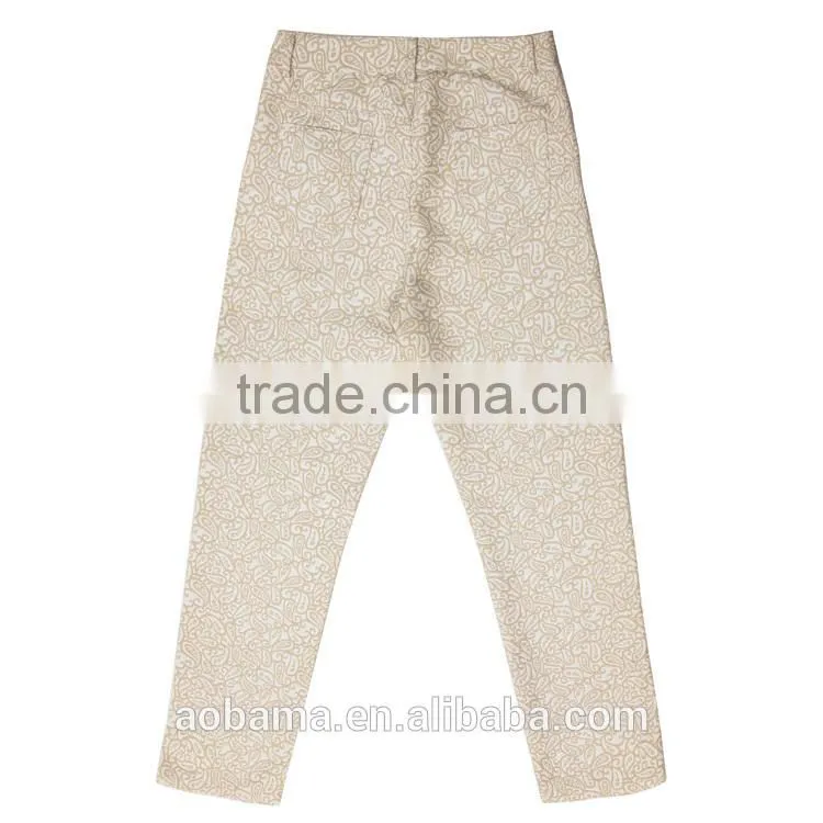 High Quality 100% Cotton Jacquard Fabric Womens New Fashion Trousers