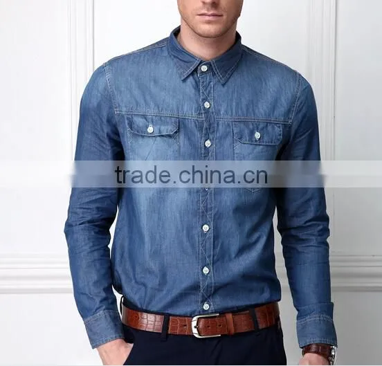 mens blue denimshirt with chest pocket N02