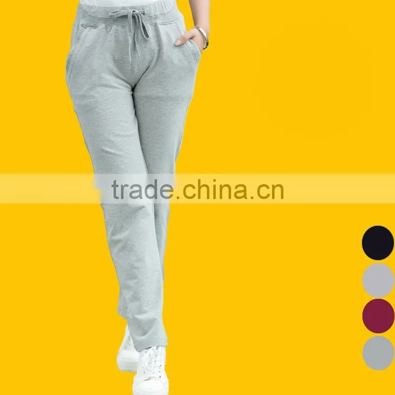 Wholesale Womens 100% Cotton Top Quality Custom Plain Sweatpants Causal Pants 2015