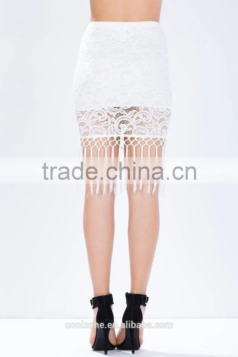 Hottest crochet party skirts women skirt design with falling fringe