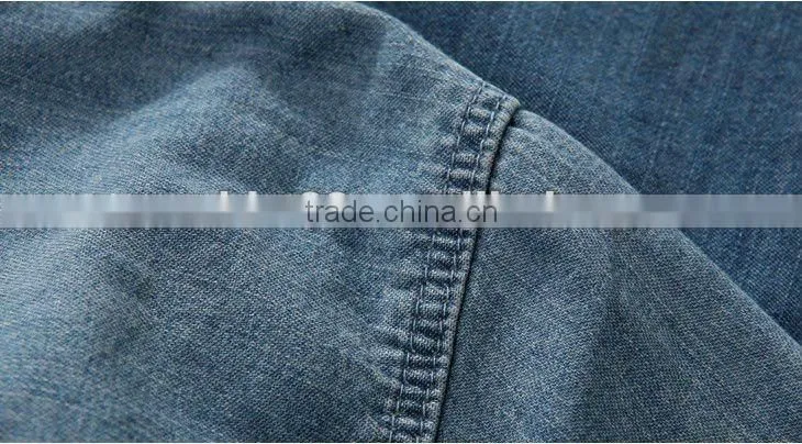 2016 men's 100% cotton washed denim/jeans body fit casual shirt