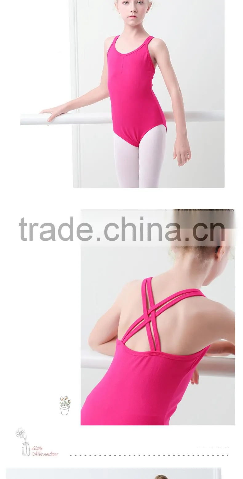 Summer kids camisole leotards daily ballet training dancewear plain pink leotards