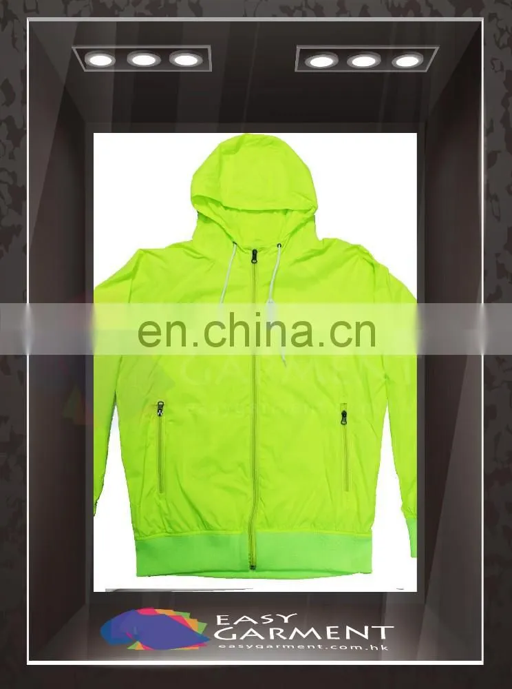 OEM Design Hot sales outdoor waterproof zip Logo Safety Green printing Men wind Jacket