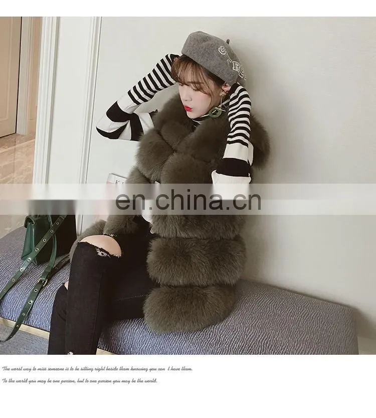 2016 New Fashion Women Luxury Vest Hot Sale Lady Vest Real Fox Fur Waistcoat