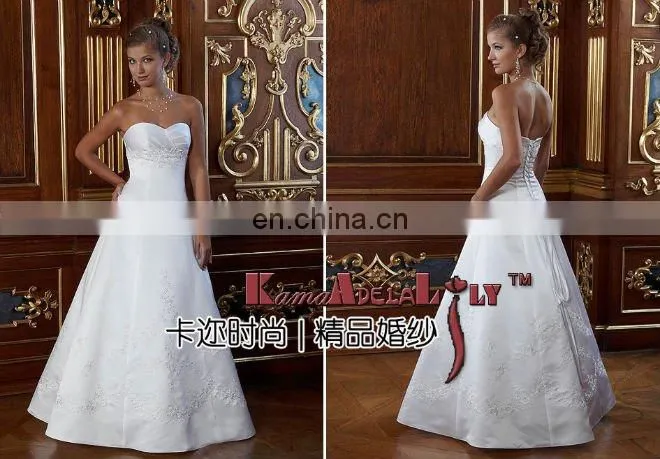 EB101 top qualiry No Minimum Order lace up back floor length wedding dress beads bridal dress princess wedding dresses