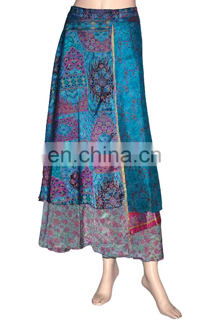 Buy Online Vintage Silk Sari Wrap round Skirt Long Length