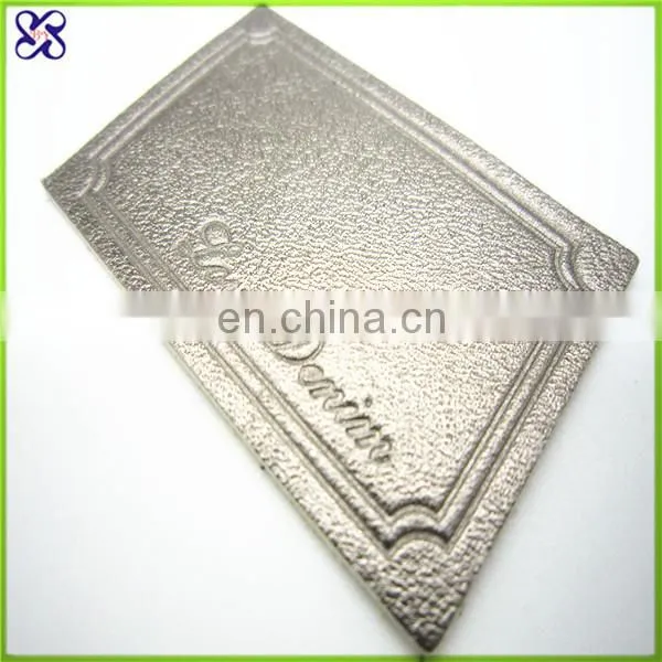 custom metal label with leather for jeans