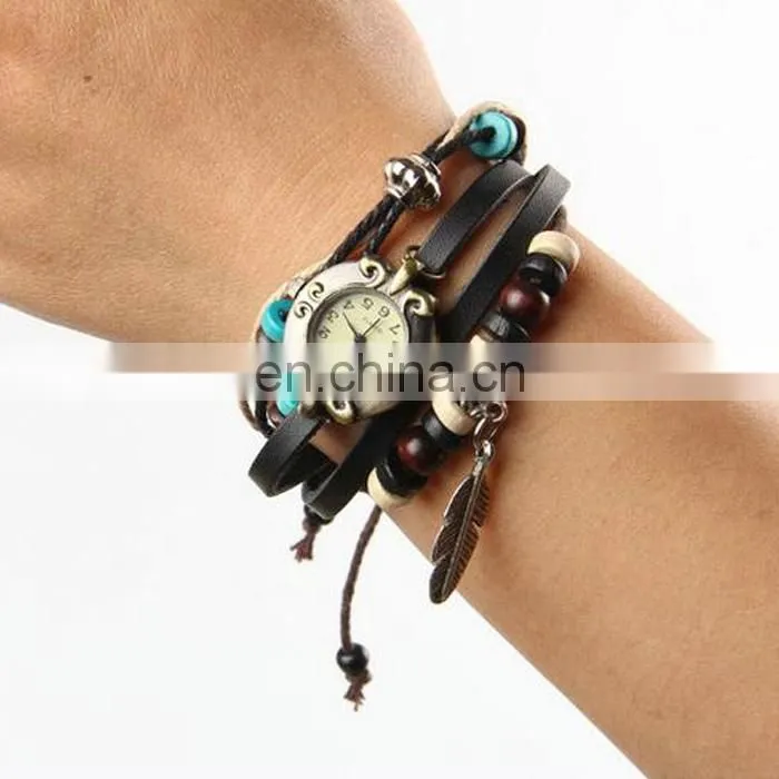 New fashion luxury vintage genuine charm leather watches for women