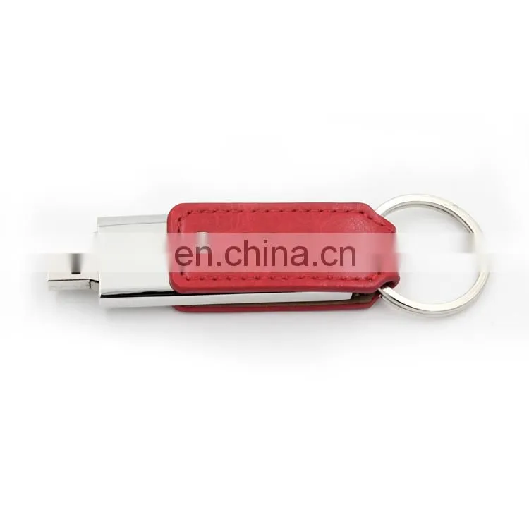New Customized Logo Pendrive Leather USB 3.0 Flash Drive Gift with Metal Box Packing