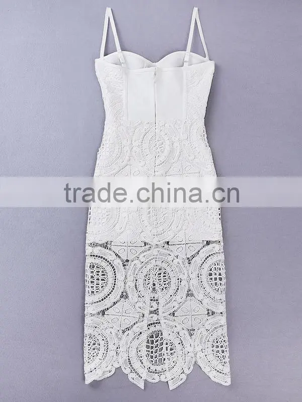 Summer dress hot selling 2015 new women elegant and sey white lace evening party bandage dress Bandage Bodycon Women Wearing