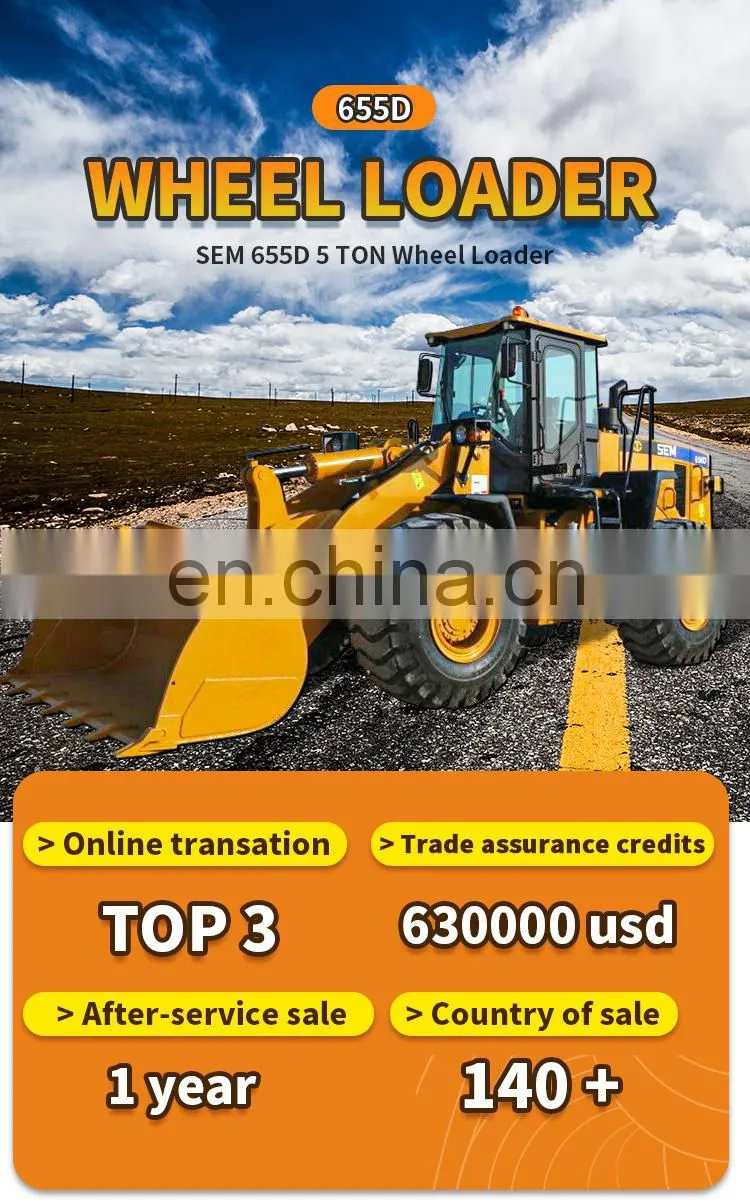 Efficient 5 Ton SEM 655D Front Loader Wheel loader with wood Grapple Log Grabber sugar cane grabber