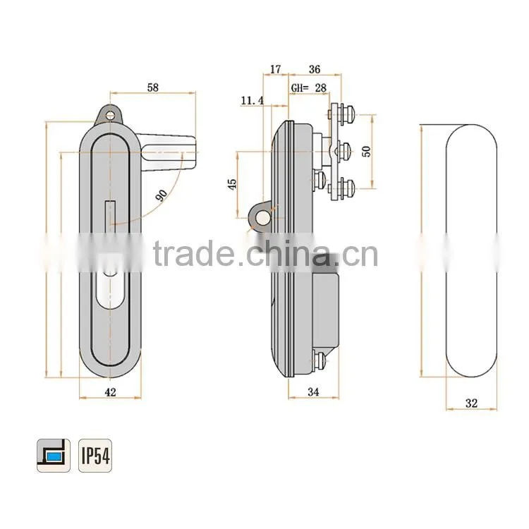 CE ROHS zinc Plated High and low voltage industry lock for electrical metal door use