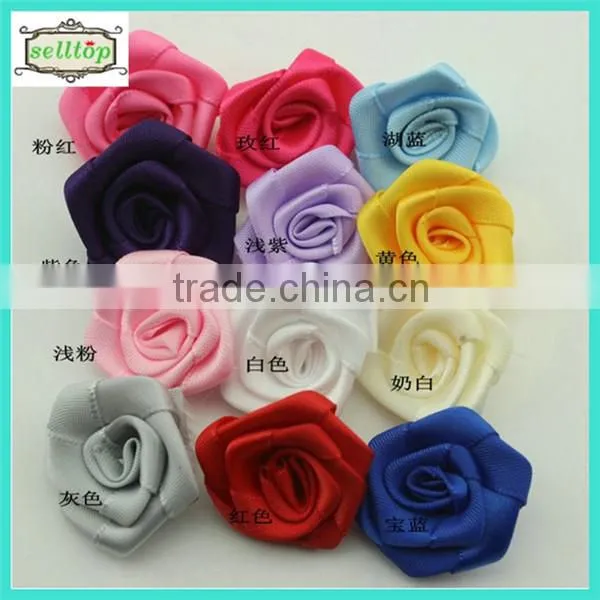 4.5-5cm satin rose ribbon flowers for wedding dress