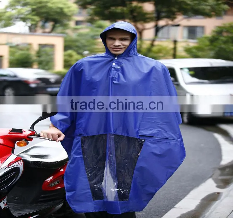 Eco-friendly oxford fabric long pvc raincoat for motorcycle riders