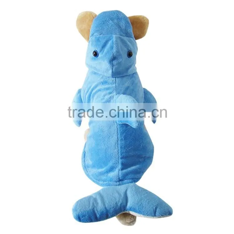 Suitable for autumn winter Double layer cut hair Royal Velvet Blue Dolphin pet clothes