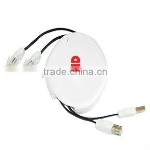2 meter retractable rj45 cable and 1.5 meter retractable usb cable