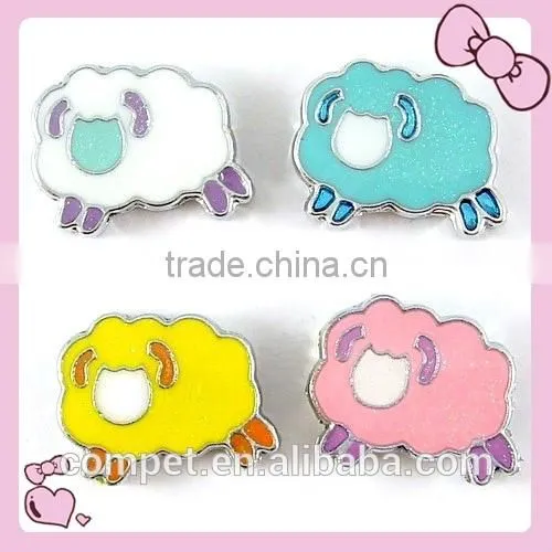 Sheep Cartoon Enamel Slide Charm 8mm inner Width Wholesale