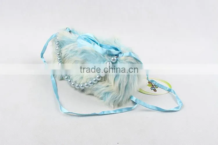 2015 hot selling kids coin bag baby girl plush bag with pearls