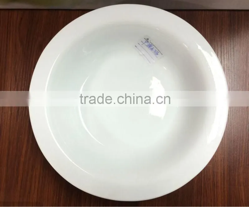LJ-4502 9'' cheap white dinner plates for restaurant / porcelain round deep plates / bulk white dinner plates