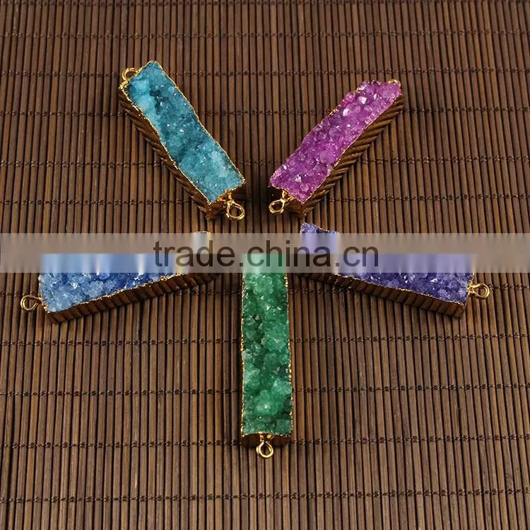 JF8609 Gold dipped turquoise connectors,double bail turquoise charm