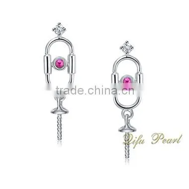 2015 925 Sterling Silver Jewelry Wholesale Freshwater Pearl Jewelry Pearl Earring Mounting